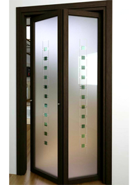 Складные двери гармошка с матовым стеклом Гомель